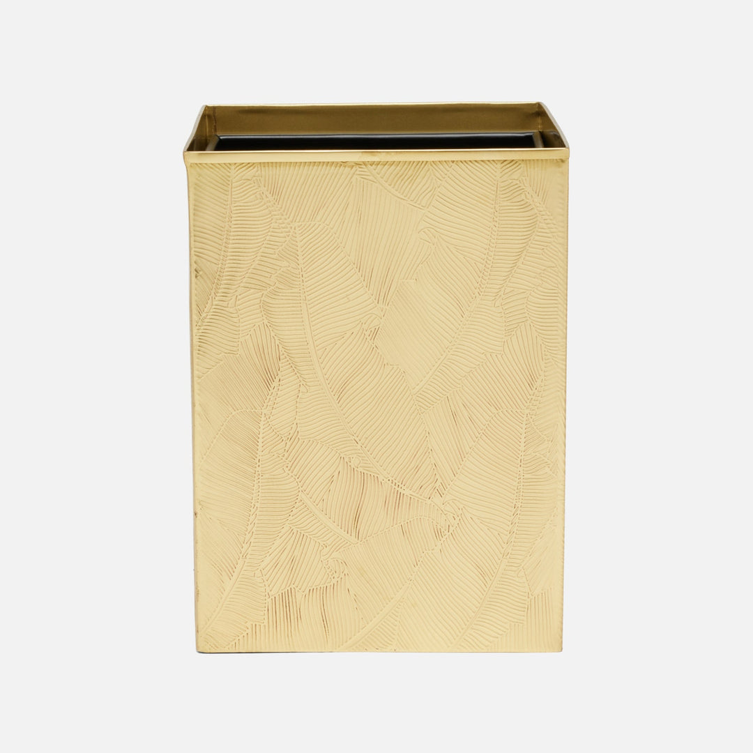 Mancora, Shiny Stainless Steel, Wastebasket, Square Straight, Etched Stainless Steel