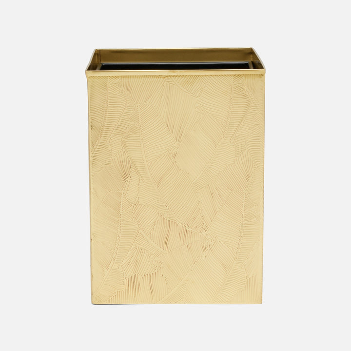Mancora, Shiny Stainless Steel, Wastebasket, Square Straight, Etched Stainless Steel