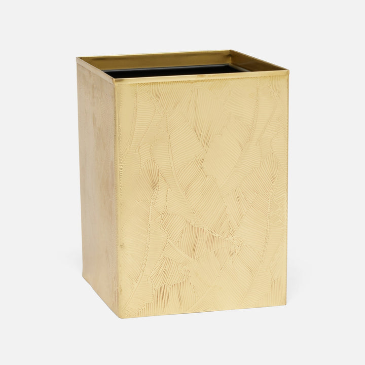 Mancora, Shiny Stainless Steel, Wastebasket, Square Straight, Etched Stainless Steel