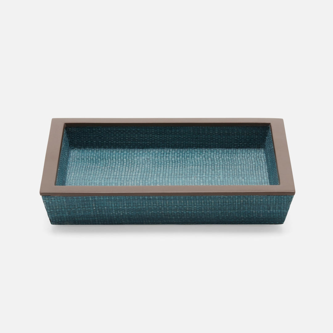 Maranello, Teal/Brown, Soap Dish, Rectangular Tapered, Abaca/Resin
