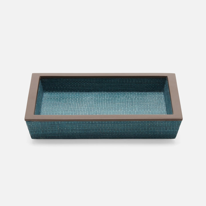 Maranello, Teal/Brown, Soap Dish, Rectangular Tapered, Abaca/Resin