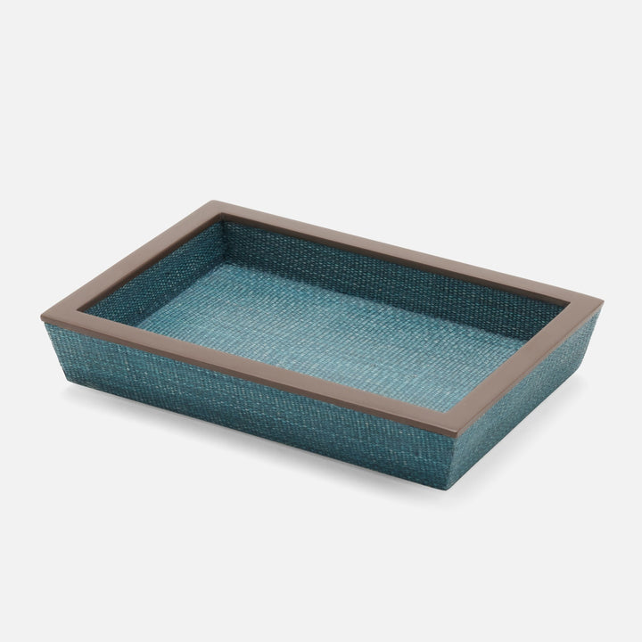 Maranello, Teal/Brown, Soap Dish, Rectangular Tapered, Abaca/Resin