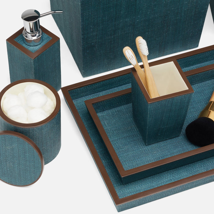 Maranello, Teal/Brown, Soap Pump, Square Straight, Abaca/Resin