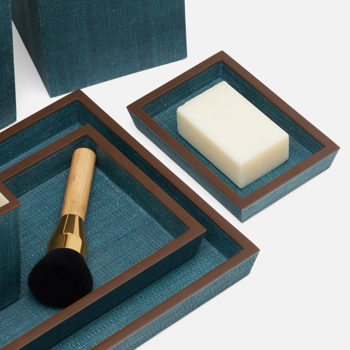 Maranello, Teal/Brown, Tissue Box, Square Straight, Abaca/Resin