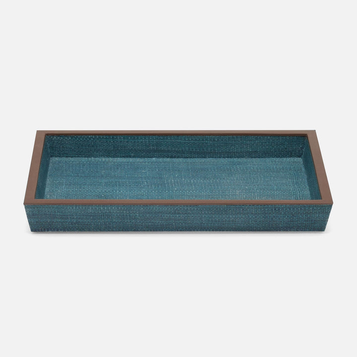 Maranello, Teal/Brown, Tray, Rectangular Tapered, Medium, Abaca/Resin