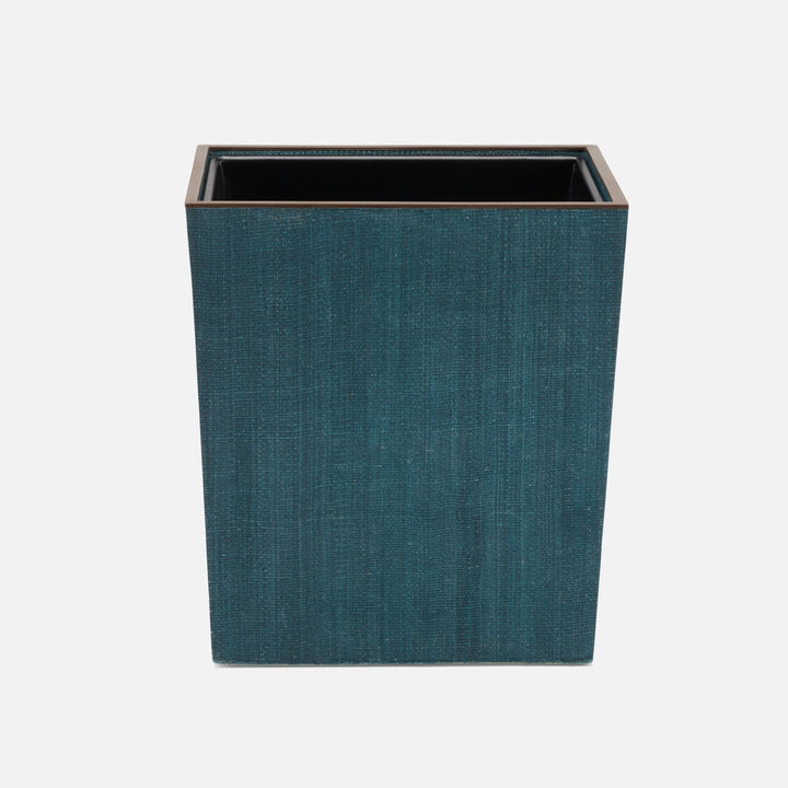 Maranello, Teal/Brown, Wastebasket, Rectangular Tapered, Abaca/Resin