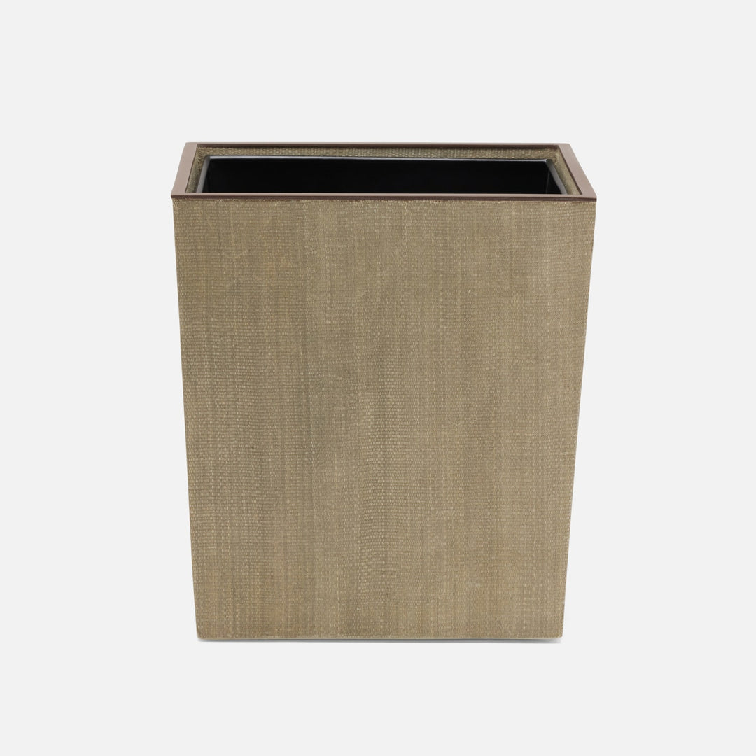 Maranello, Taupe/Brown, Wastebasket, Rectangular Tapered, Abaca/Resin