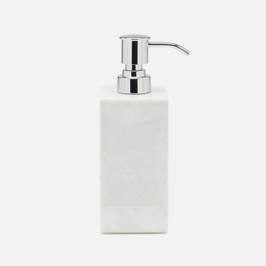 Milan, White, Soap Pump, Square Straight, Romblon Stone