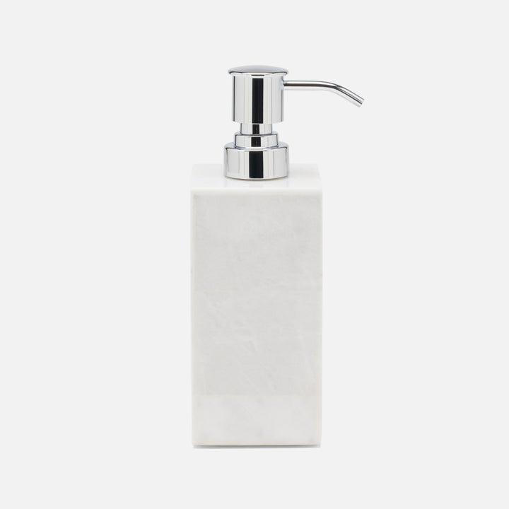 Milan, White, Soap Pump, Square Straight, Romblon Stone