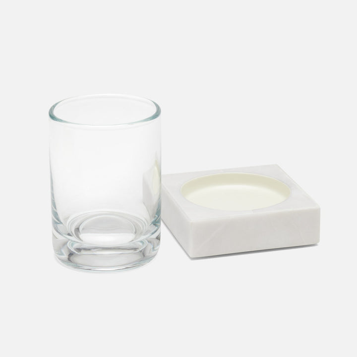 Milan, White, Tumbler Set, Square Straight, Romblon Stone, Pack/2