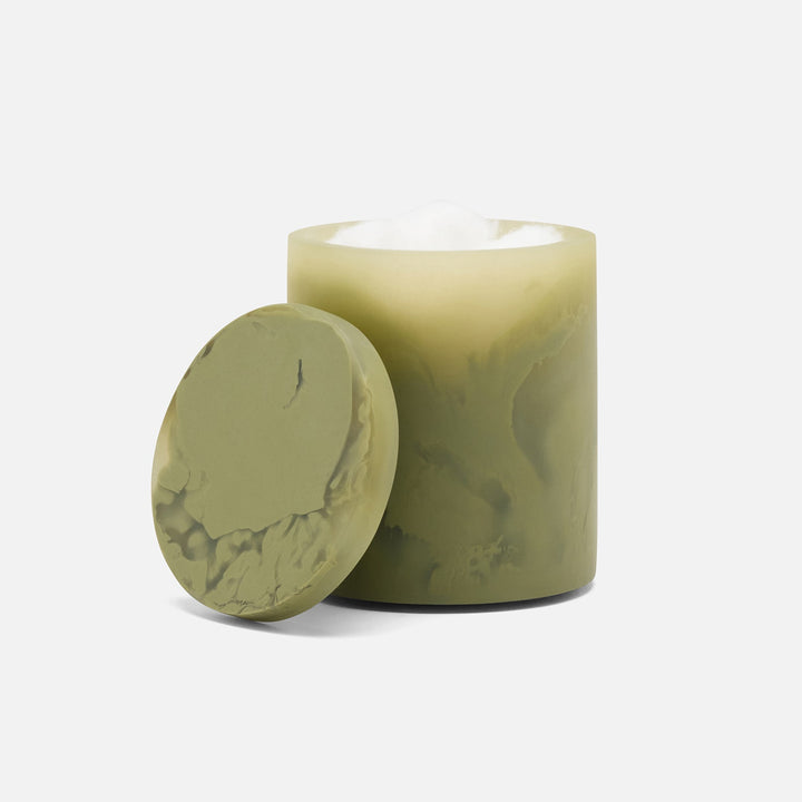 Novo, Pale Jade Swirled, Canister, Round, Large, Resin