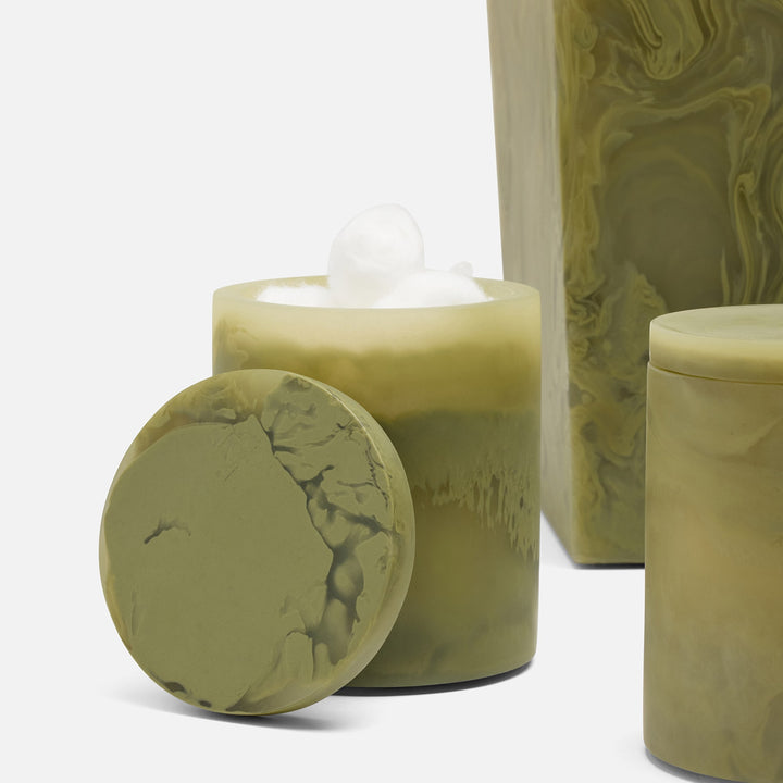 Novo, Pale Jade Swirled, Canister, Round, Large, Resin