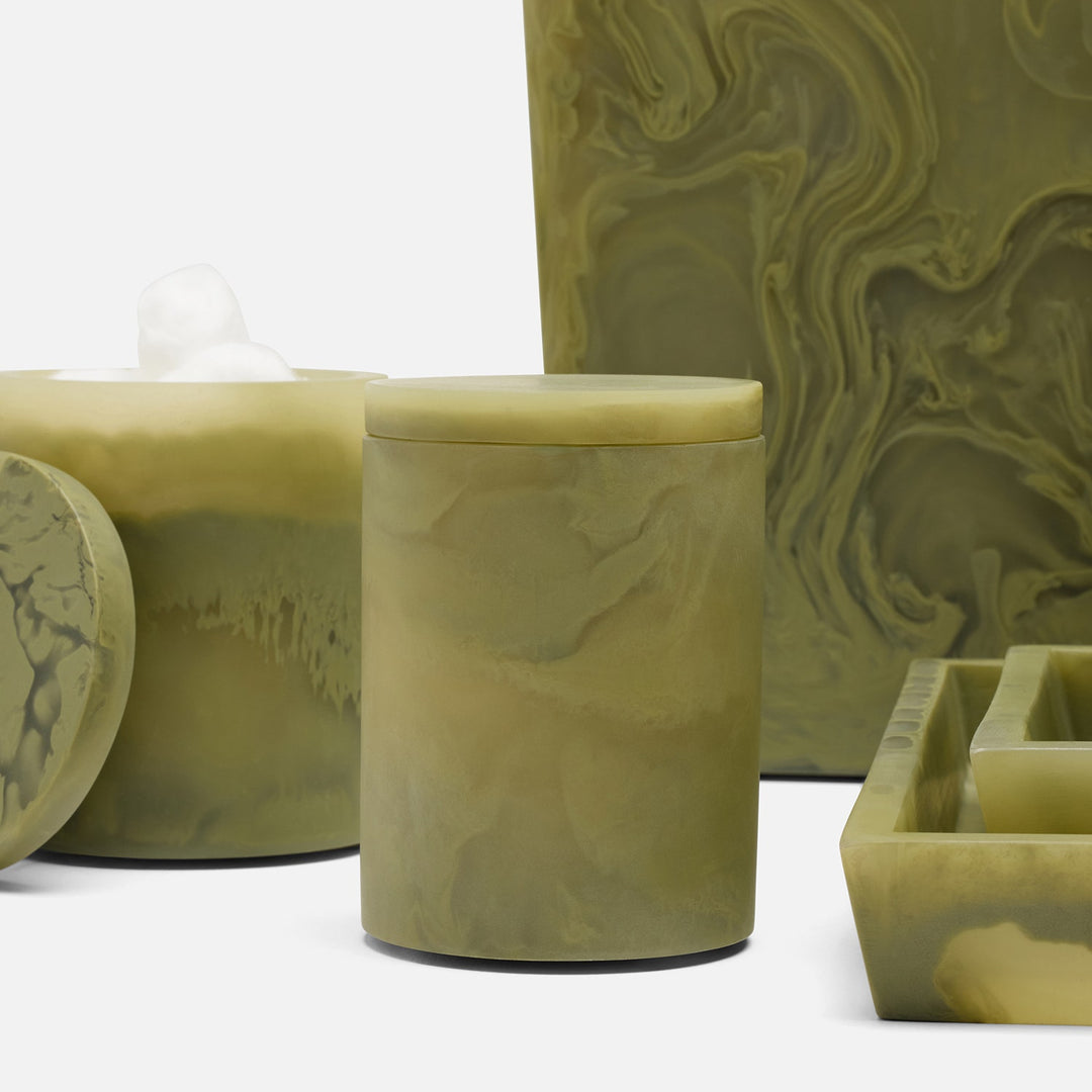 Novo, Pale Jade Swirled, Canister, Round, Small, Resin