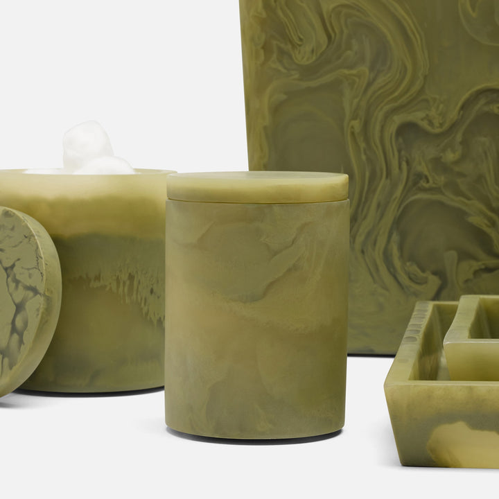 Novo, Pale Jade Swirled, Canister, Round, Small, Resin