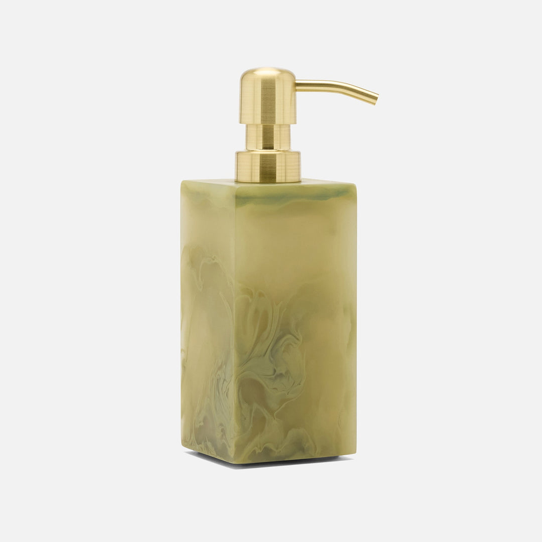 Novo, Pale Jade Swirled, Soap Pump, Square Straight, Resin