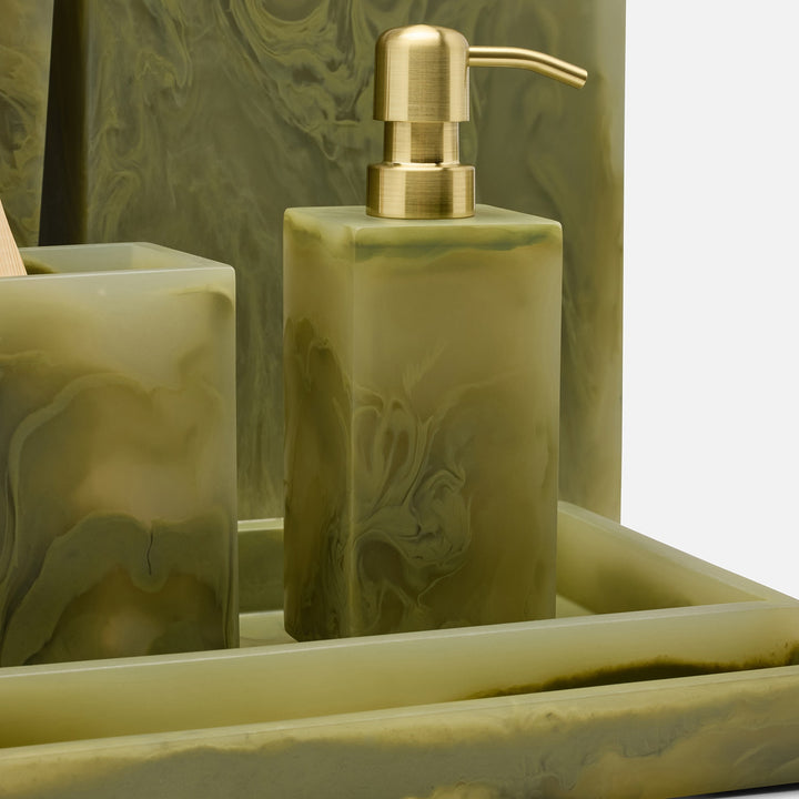 Novo, Pale Jade Swirled, Soap Pump, Square Straight, Resin
