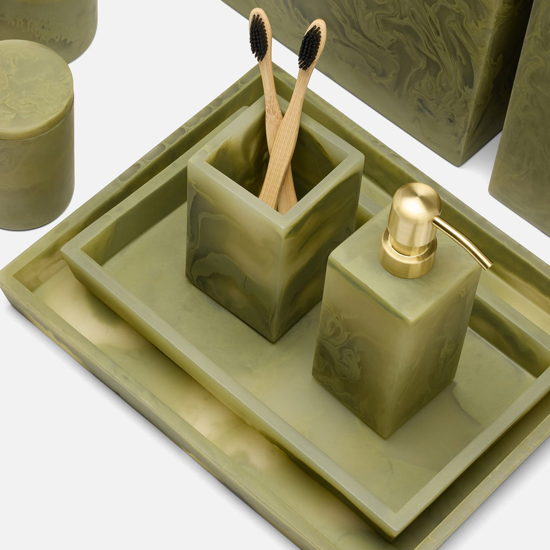 Novo, Pale Jade Swirled, Nested Trays, Rectangular Tapered, Resin, S/2