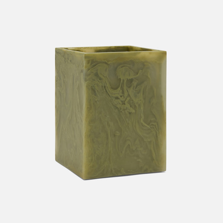 Novo, Pale Jade Swirled, Wastebasket, Square Straight, Resin