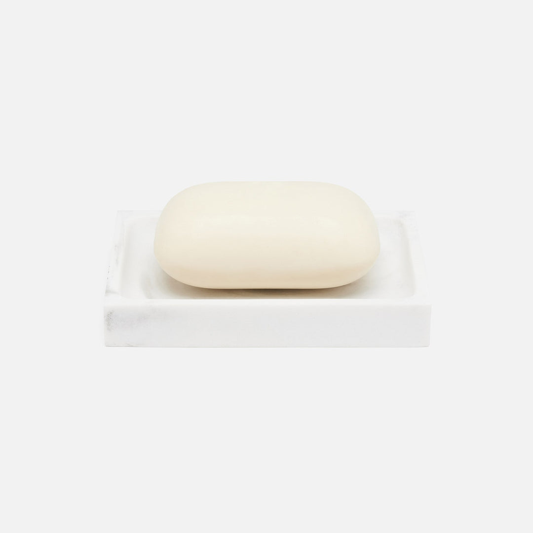 Parma, White/Gray Swirled, Soap Dish, Rectangular Straight, Resin