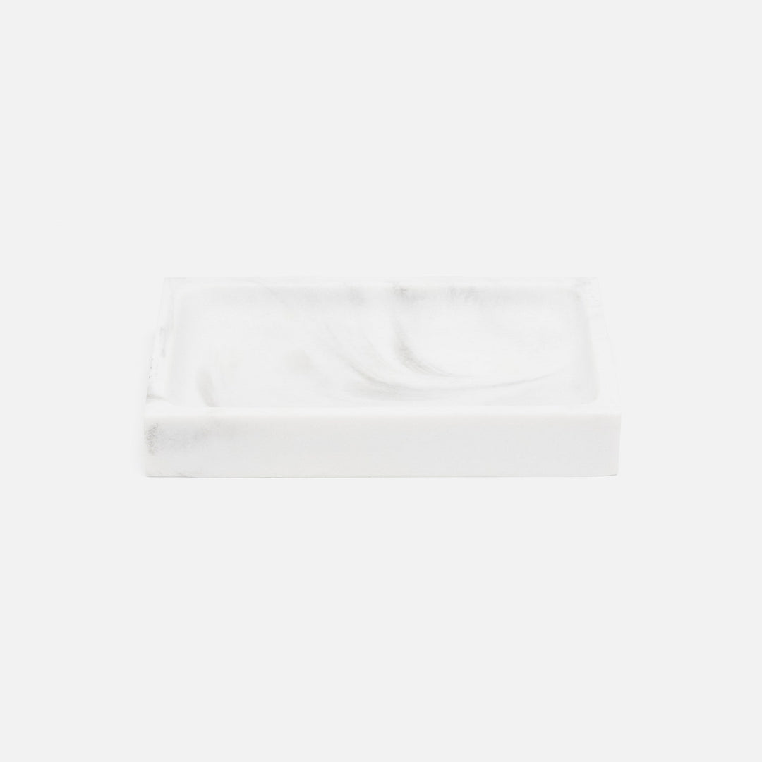Parma, White/Gray Swirled, Soap Dish, Rectangular Straight, Resin