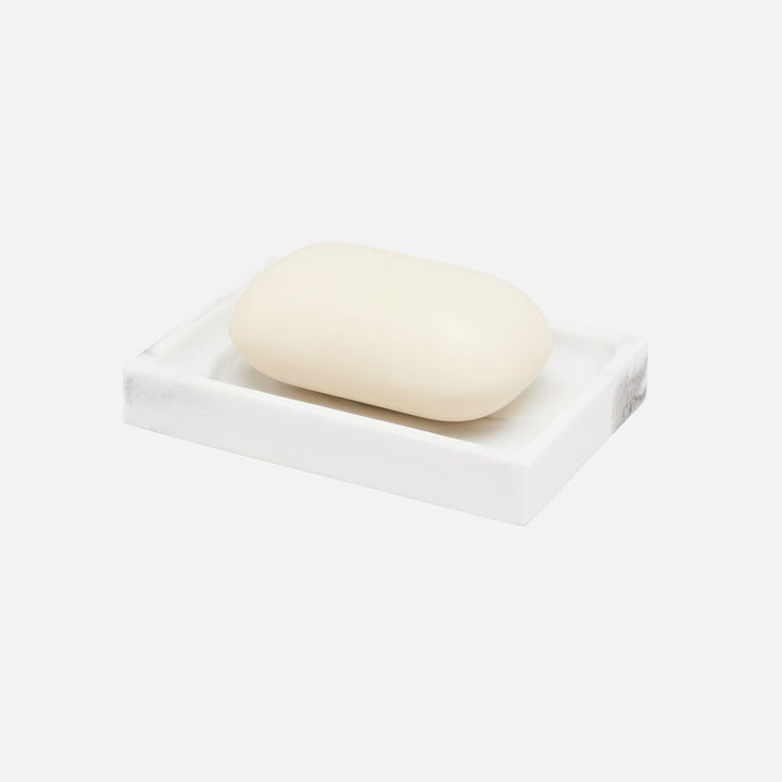 Parma, White/Gray Swirled, Soap Dish, Rectangular Straight, Resin