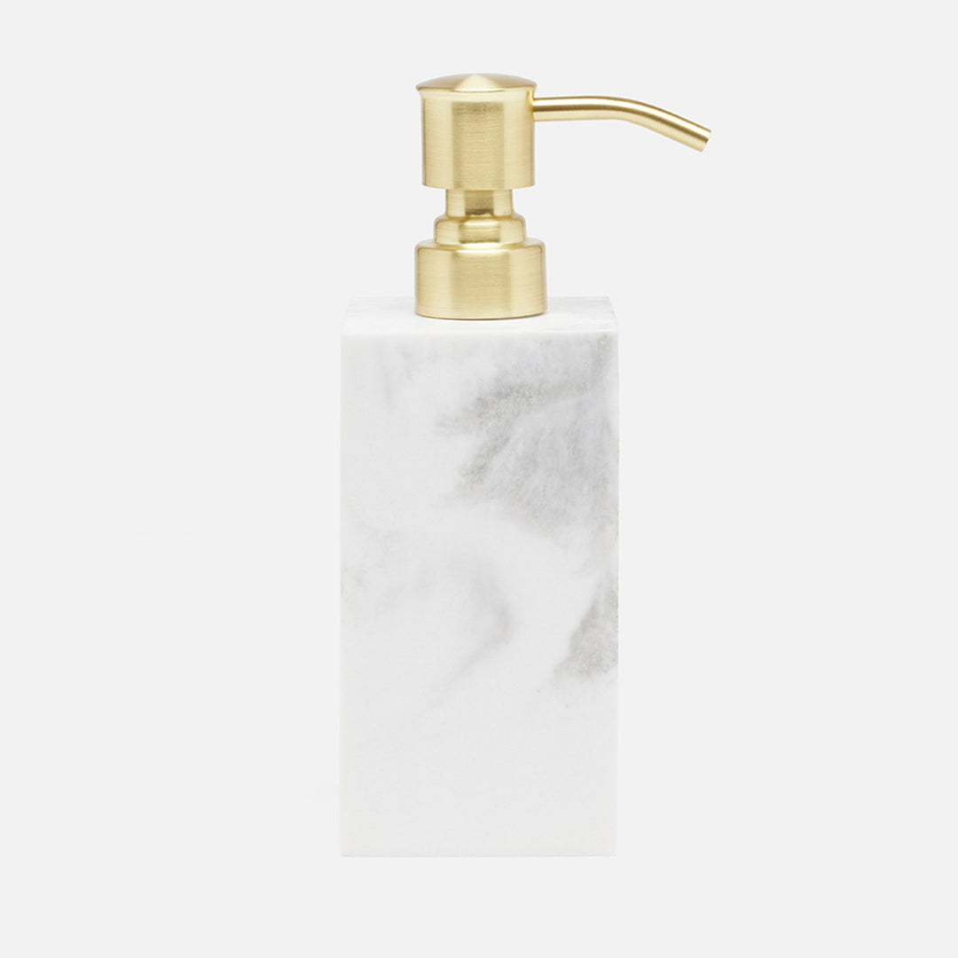 Parma, White/Gray Swirled, Soap Pump, Square Straight, Resin
