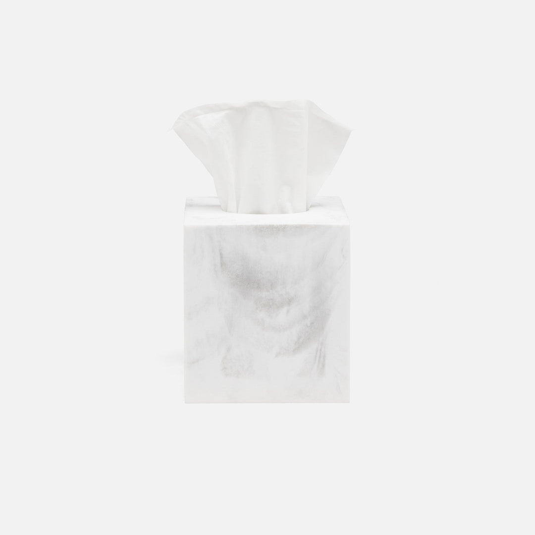 Parma, White/Gray Swirled, Tissue Box, Square Straight, Resin