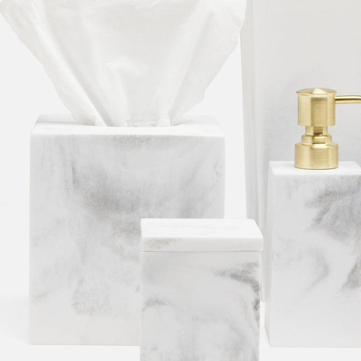 Parma, White/Gray Swirled, Tissue Box, Square Straight, Resin