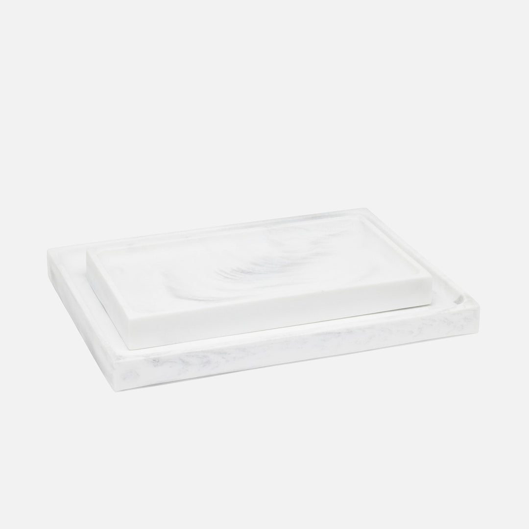 Parma, White/Gray Swirled, Nested Trays, Rectangular Straight, Resin, S/2