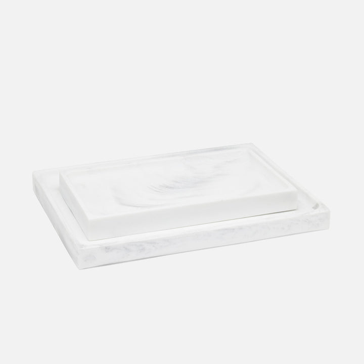 Parma, White/Gray Swirled, Nested Trays, Rectangular Straight, Resin, S/2