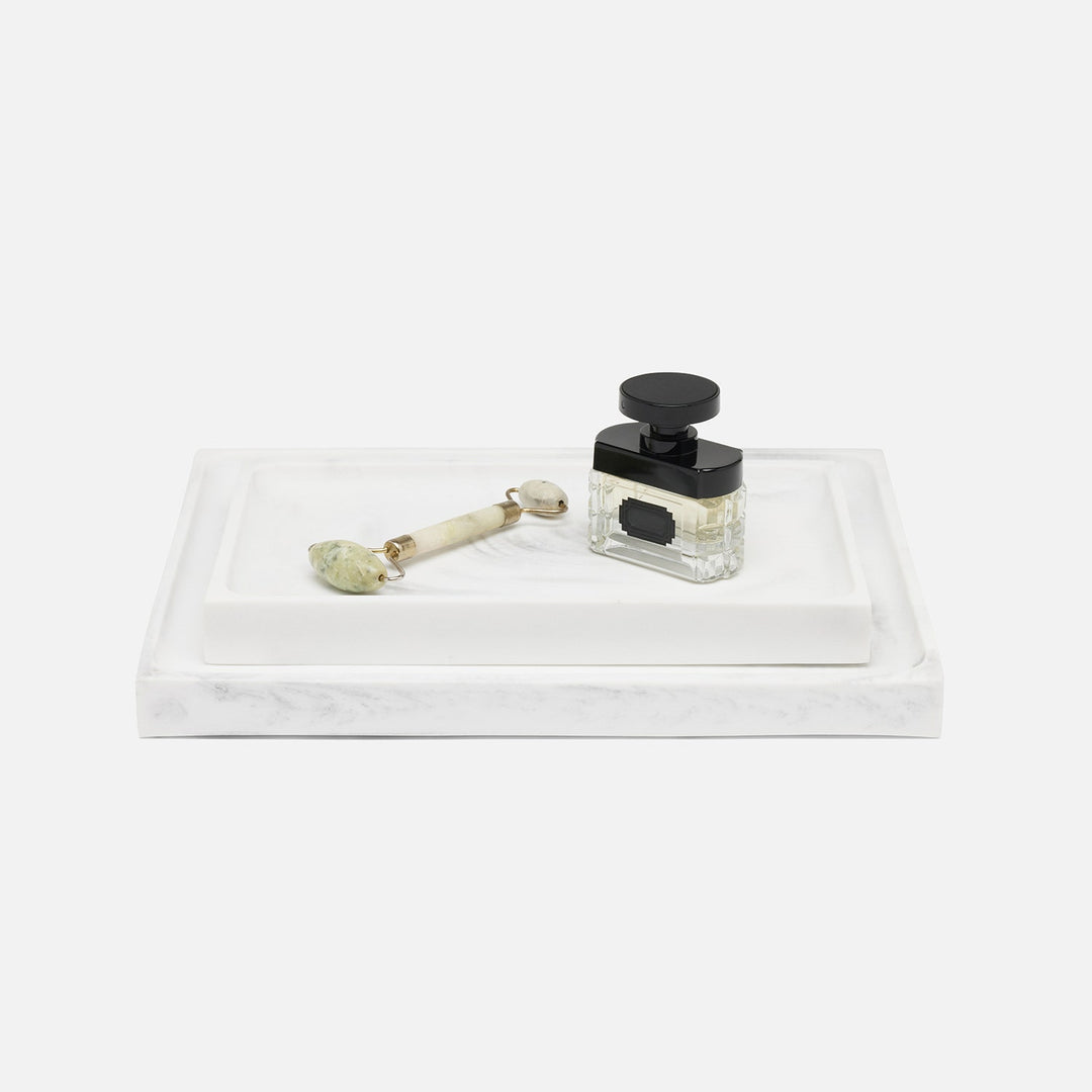Parma, White/Gray Swirled, Nested Trays, Rectangular Straight, Resin, S/2