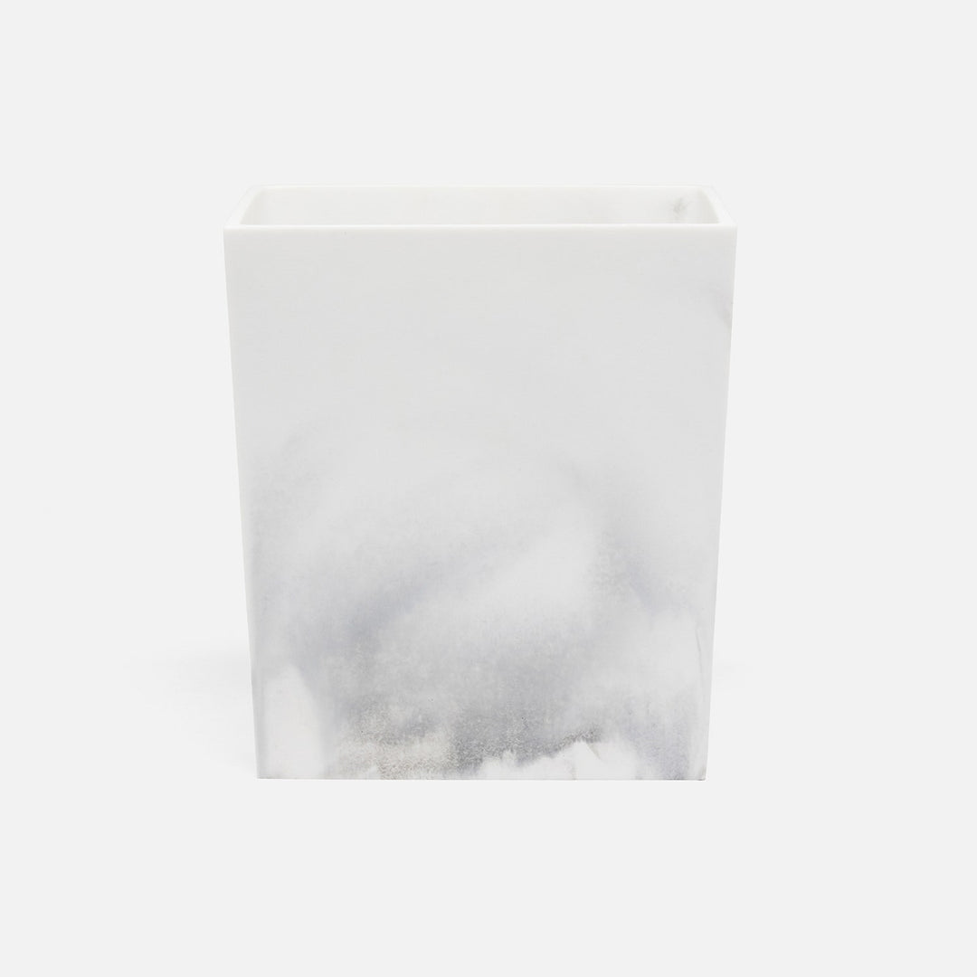 Parma, White/Gray Swirled, Wastebasket, Rectangular Tapered, Resin