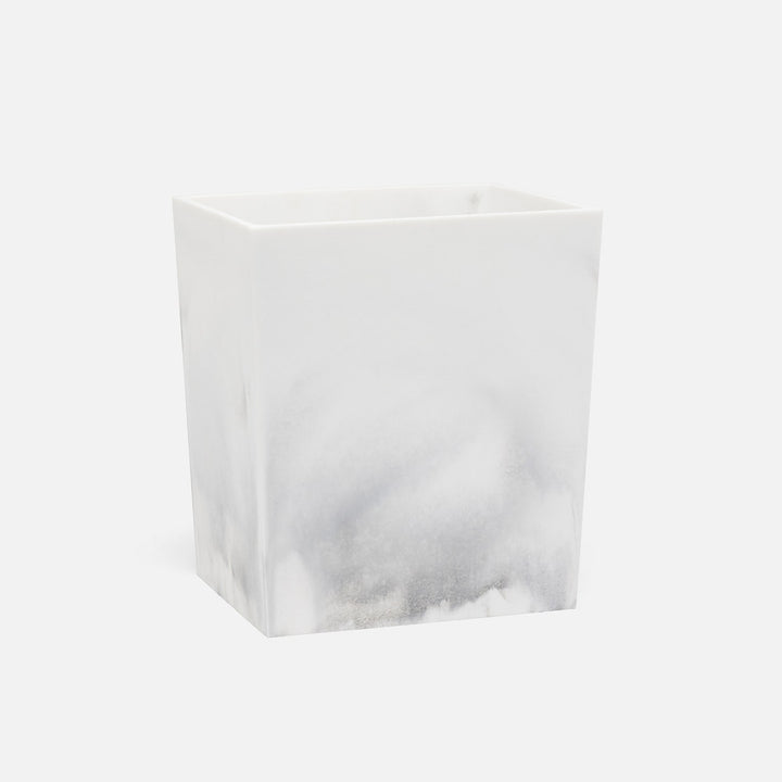 Parma, White/Gray Swirled, Wastebasket, Rectangular Tapered, Resin