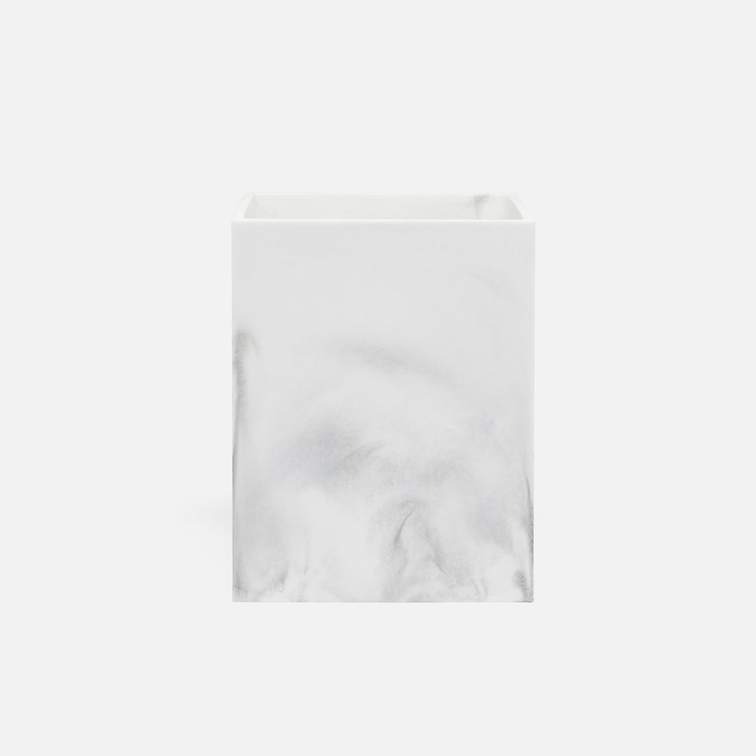 Parma, White/Gray Swirled, Wastebasket, Square Straight, Resin