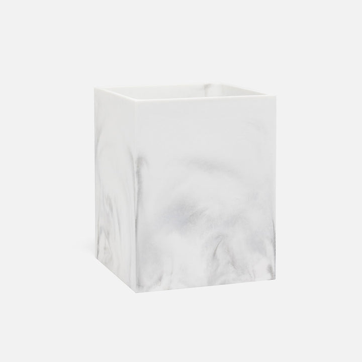 Parma, White/Gray Swirled, Wastebasket, Square Straight, Resin