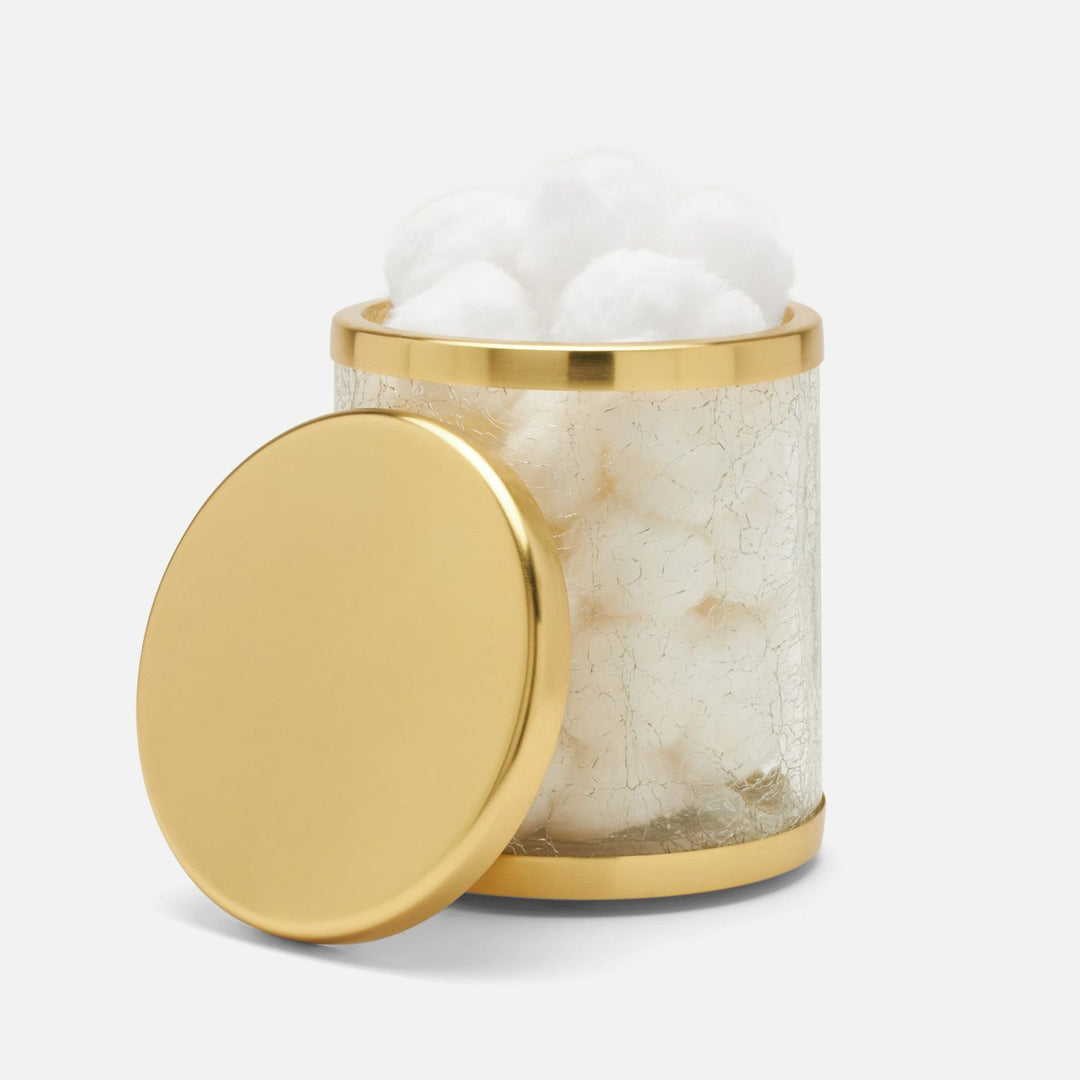Pomaria, Brushed Gold, Canister, Large, Round, Glass/Stainless Steel