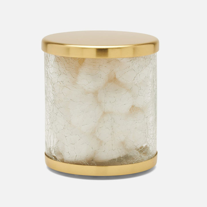 Pomaria, Brushed Gold, Canister, Large, Round, Glass/Stainless Steel