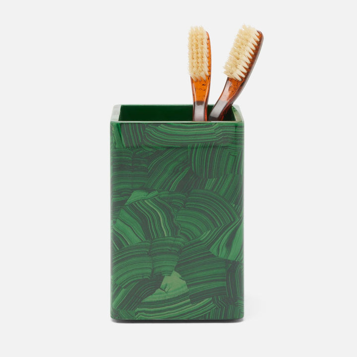 Porter, Faux Malachite, Brush Holder, Square Straight