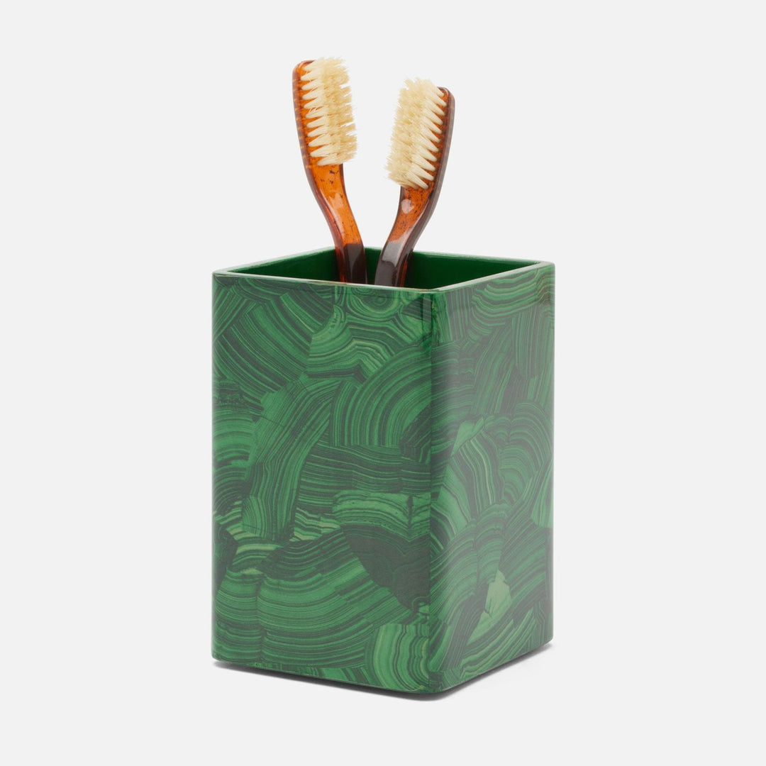Porter, Faux Malachite, Brush Holder, Square Straight