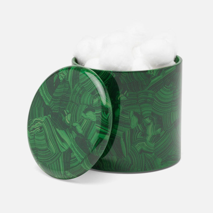 Porter, Faux Malachite, Canister, Large, Round