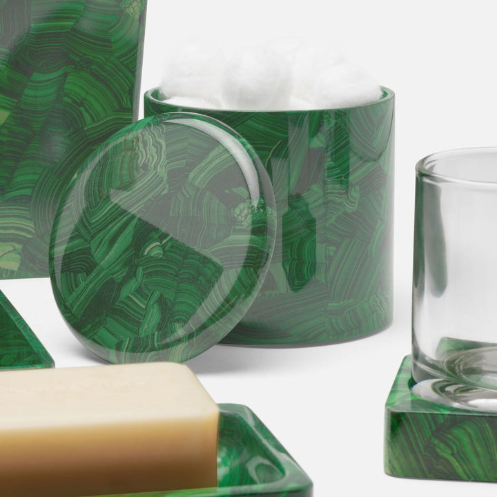 Porter, Faux Malachite, Canister, Large, Round