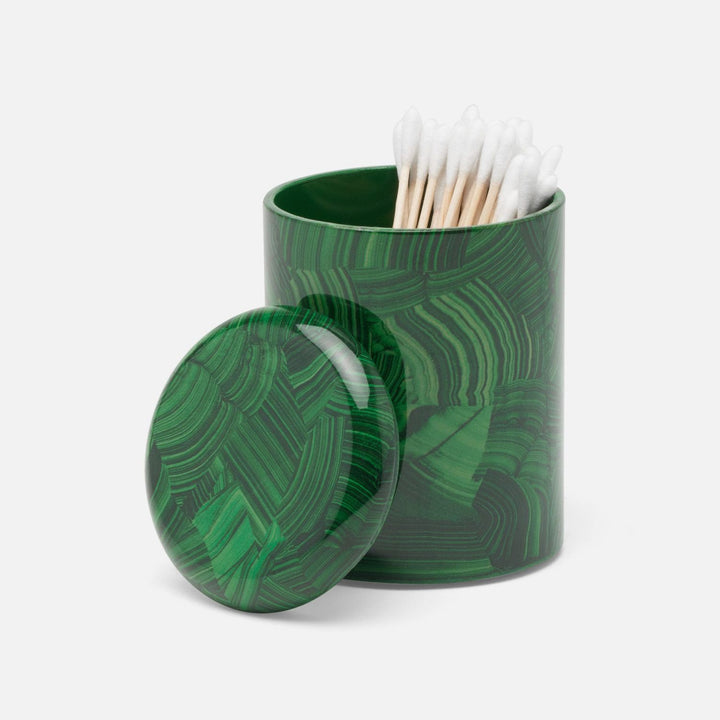 Porter, Faux Malachite, Canister, Small, Round