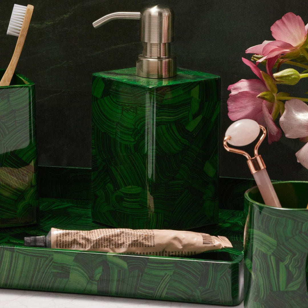 Porter, Faux Malachite, Soap Pump, Square Straight