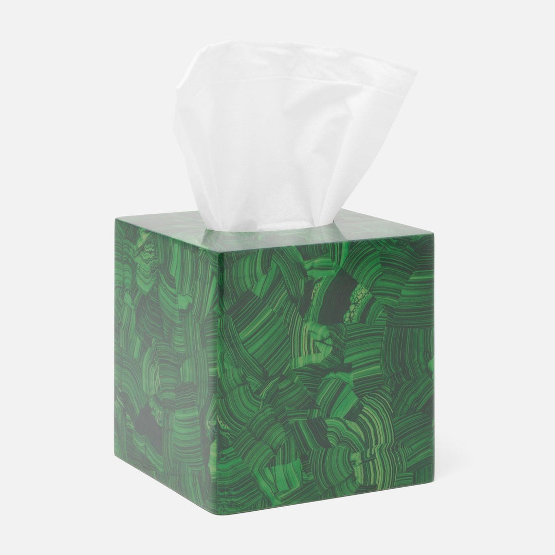 Porter, Faux Malachite, Tissue Box, Square Straight