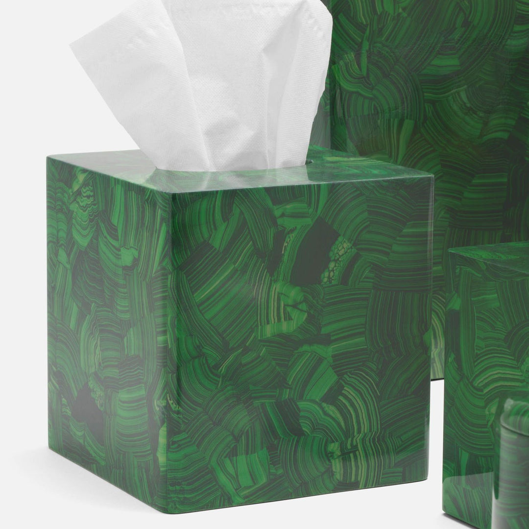 Porter, Faux Malachite, Tissue Box, Square Straight