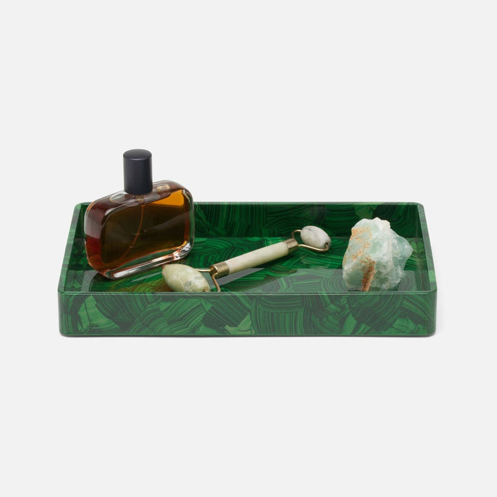 Porter, Faux Malachite, Tray, Small, Rectangular Straight