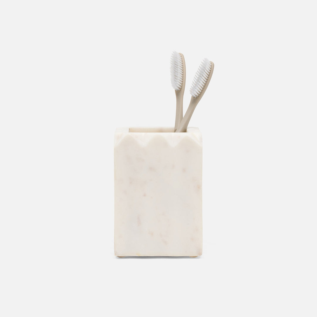 Proviso, White, Brush Holder, Square Straight, Fluted Marble