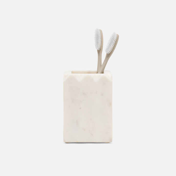 Proviso, White, Brush Holder, Square Straight, Fluted Marble
