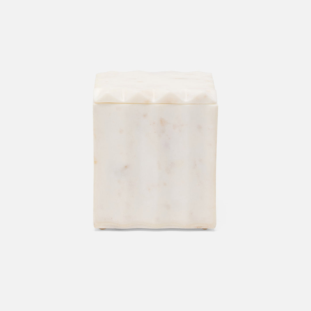Proviso, White, Canister, Square Straight, Large, Fluted Marble