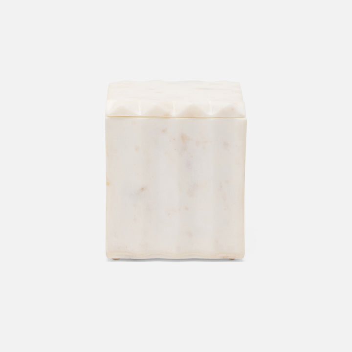 Proviso, White, Canister, Square Straight, Large, Fluted Marble